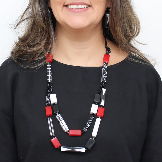 Soran Red Mixed Bead Necklace