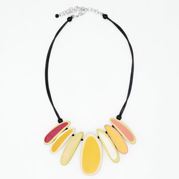 Necklace with colorful pendant on a white background