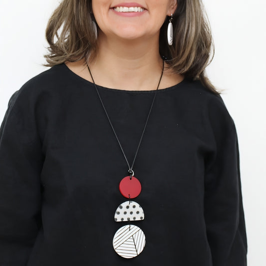 Justine Red Mixed Art Pendant