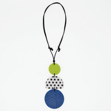 Justine Blue and Lime Mixed Art Pendant