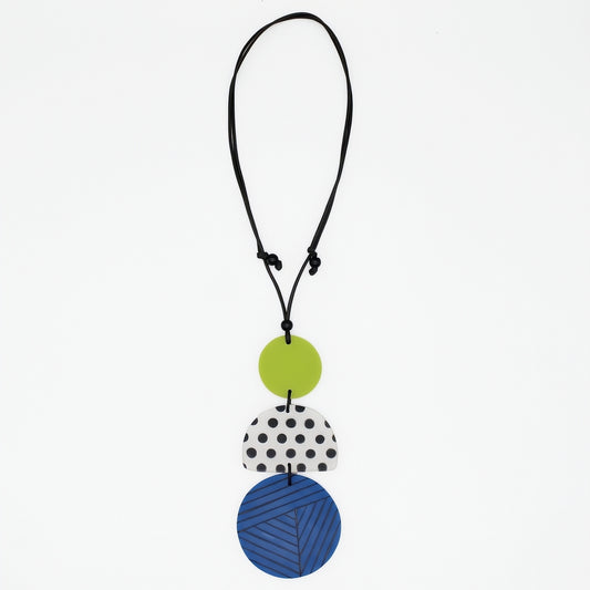 Justine Blue and Lime Mixed Art Pendant