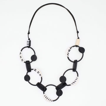 Luisa Black Leather Link Necklace