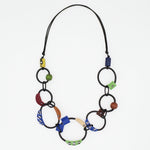 Carnival Circles Multicolor Leather Statement Necklace