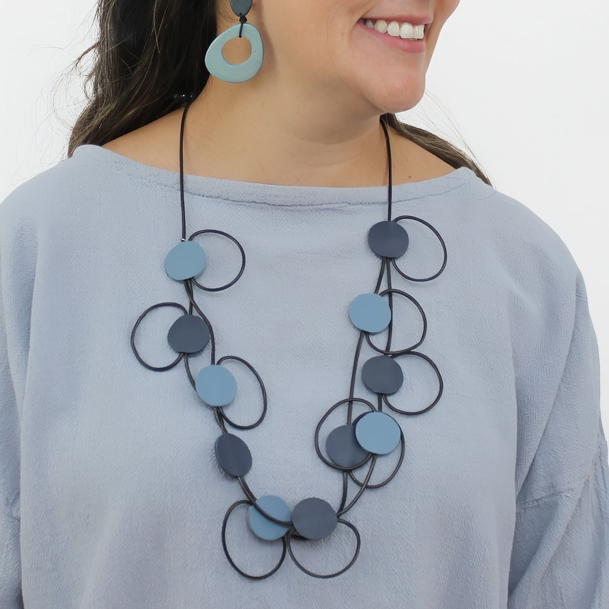 Coastal Waves Leather Loop Necklace, alternate product view 2
