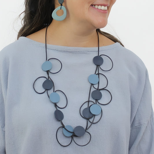 Coastal Waves Leather Loop Necklace