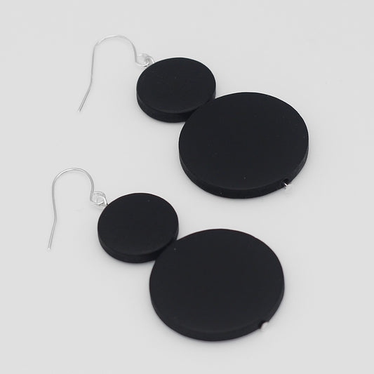 Double Bead Sarah Earrings Black - Sylca Designs - Chunky Jewelry 