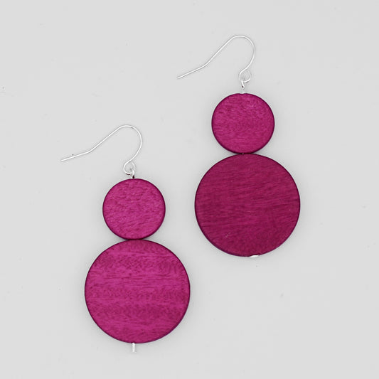 Fuchsia Double Bead Sarah Earrings - Sylca Designs - Chunky Jewelry 