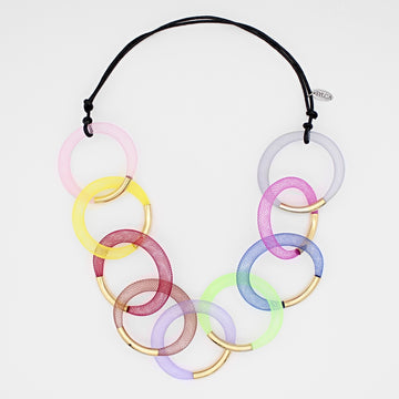 Multi Color Gold Mesh Statement Necklace