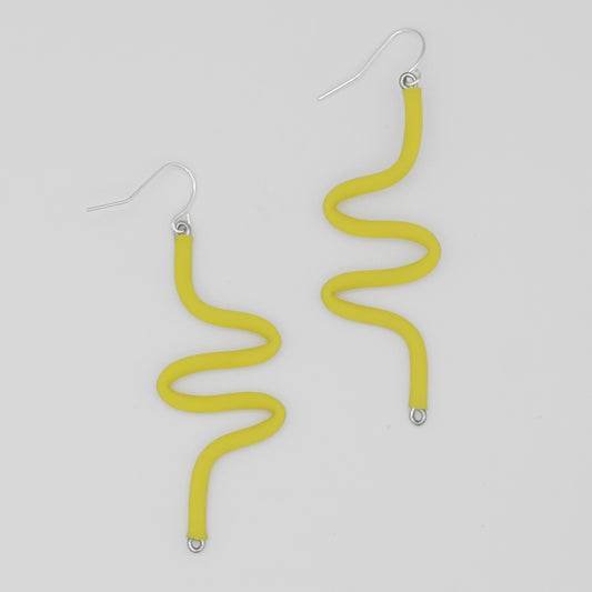 Artistic Rubber Tubing Naya Earrings Yellow