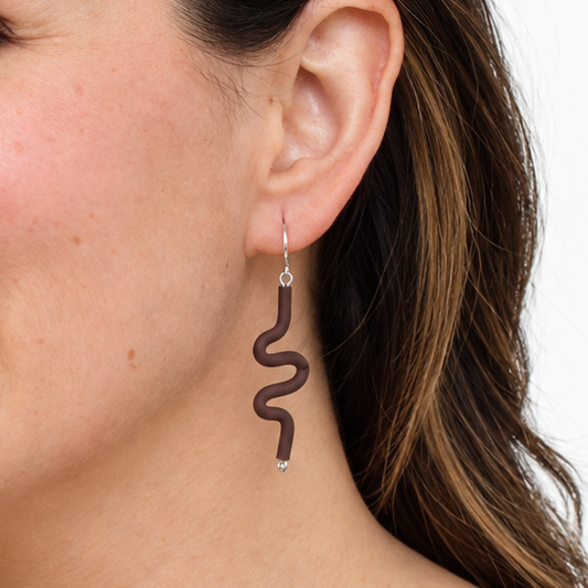 Artistic Rubber Tubing Naya Earrings Brown