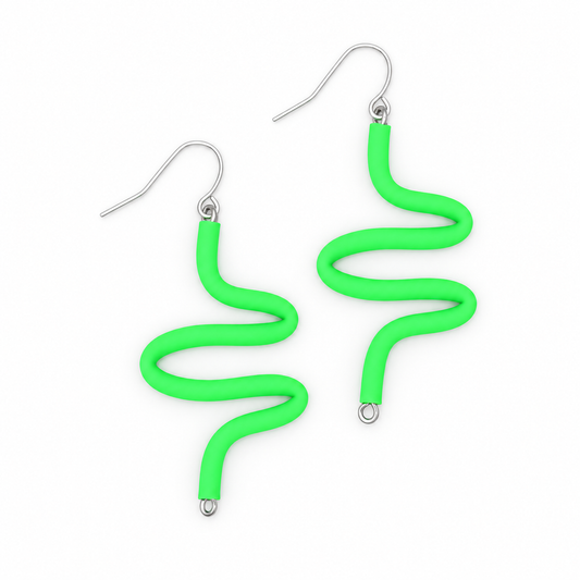 Naya Green Rubber Tubing Earrings