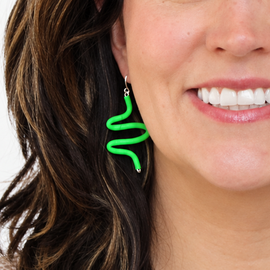 Naya Green Rubber Tubing Earrings