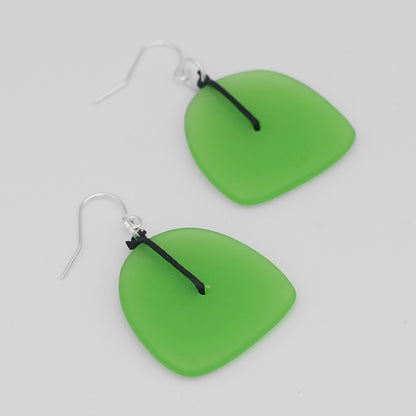 Green Rectangle Dangle Earring