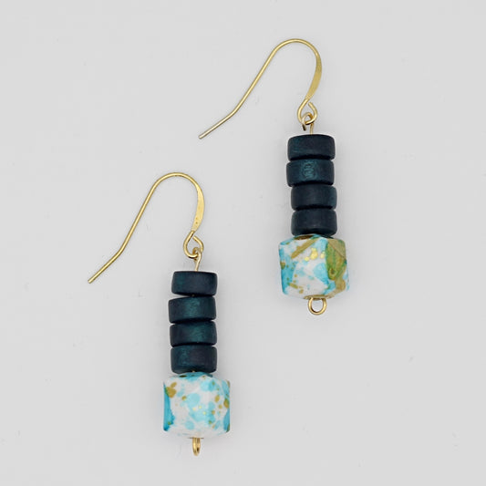 Blue and Gold Dottie Earrings