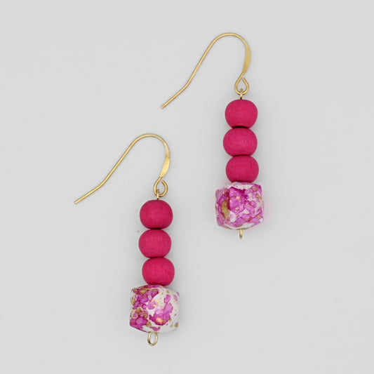 Fuchsia and Gold Dottie Earrings