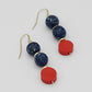 Red and Blue Speckled Dangle Earrings