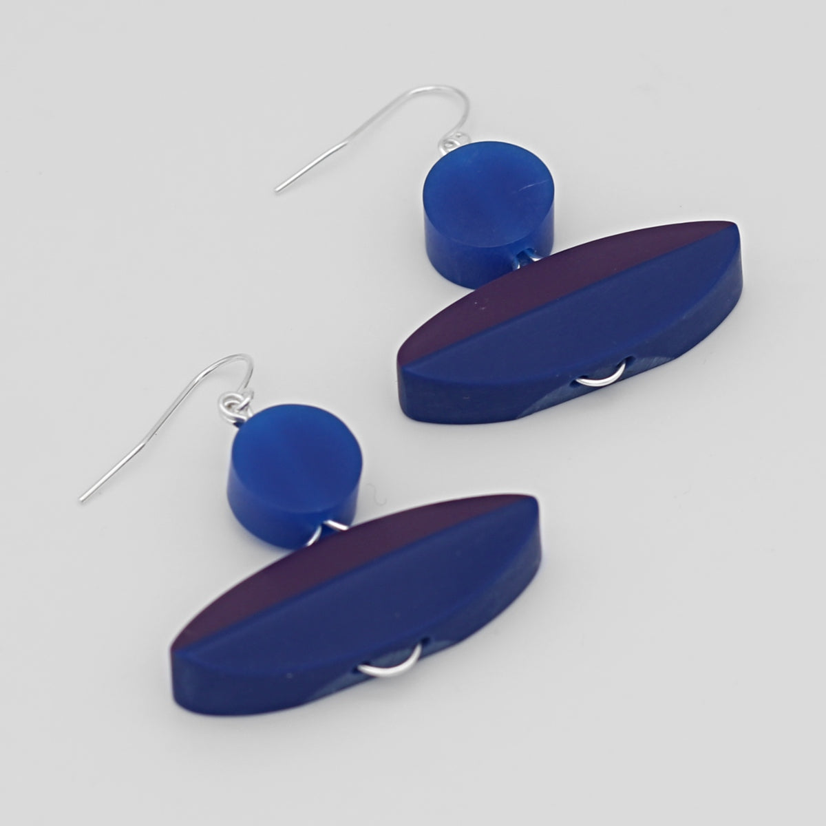 Duel Geometric Dangle Earrings Blue