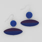 Duel Geometric Dangle Earrings Blue
