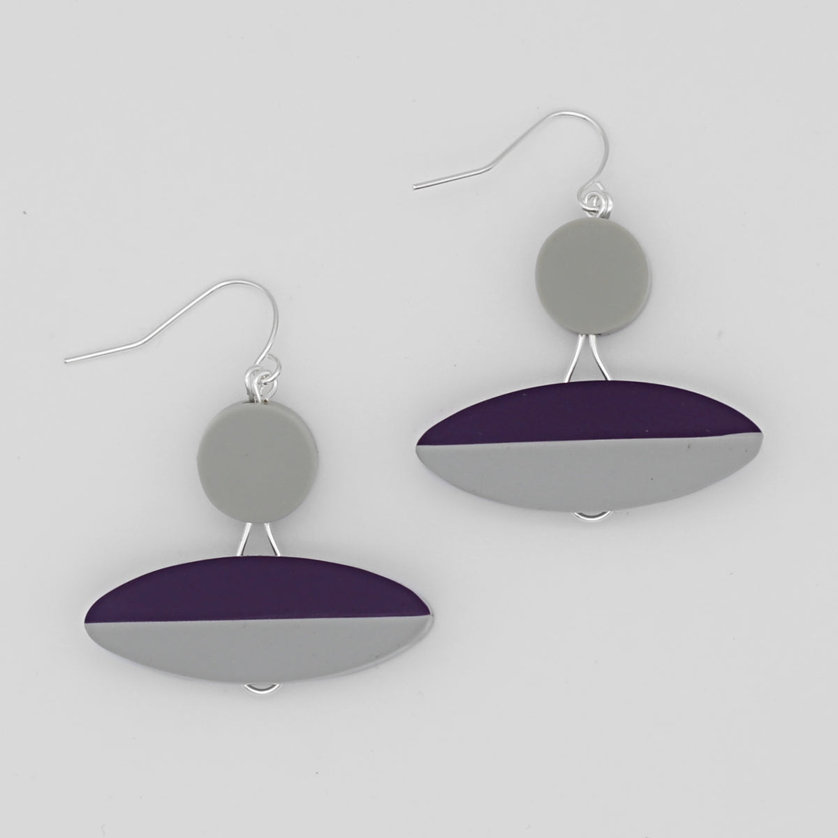 Duel Geometric Dangle Earrings Purple