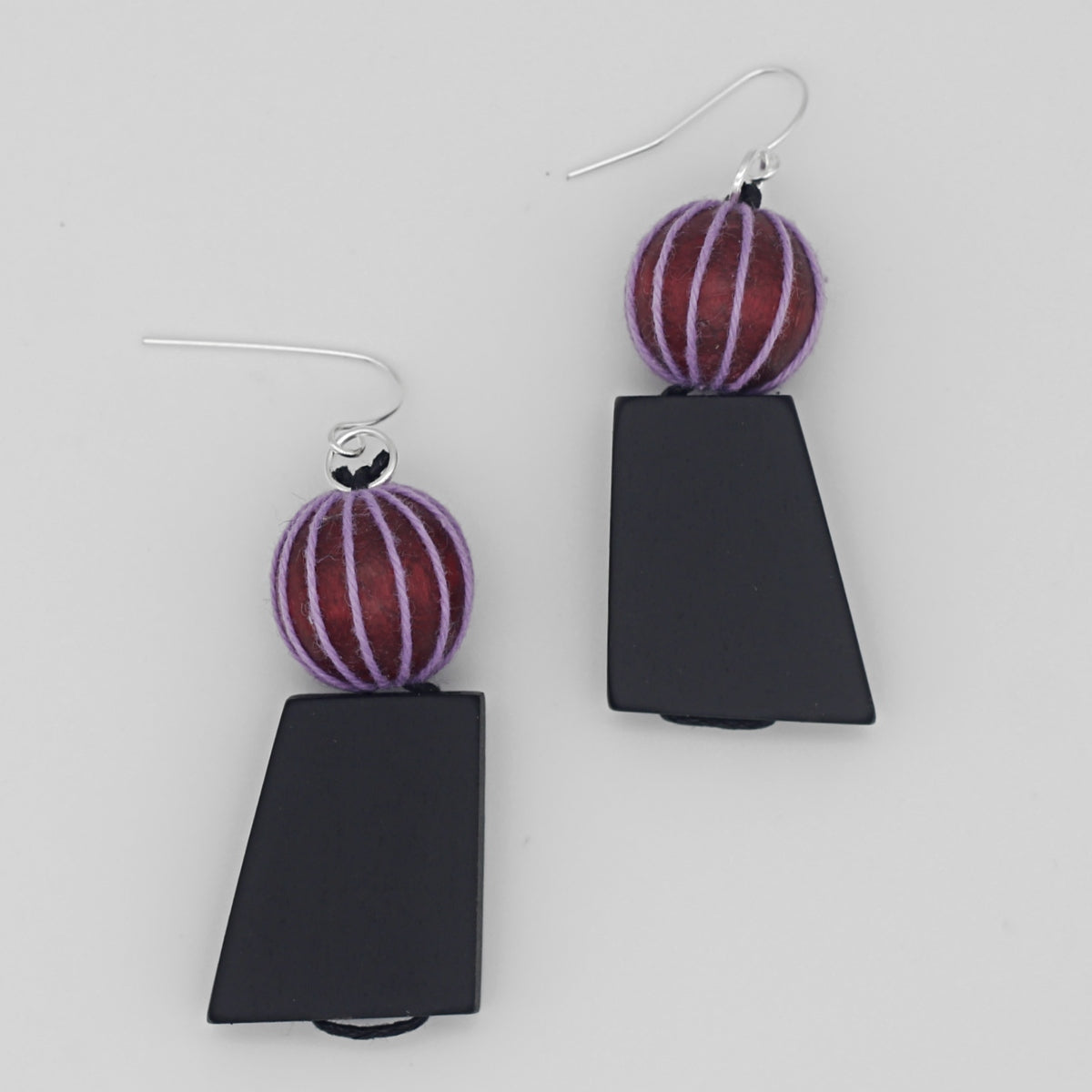 Black and Purple Threaded Statement Earrings