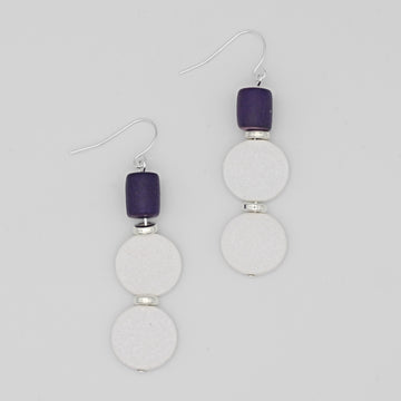 White and Purple Dangle Earring