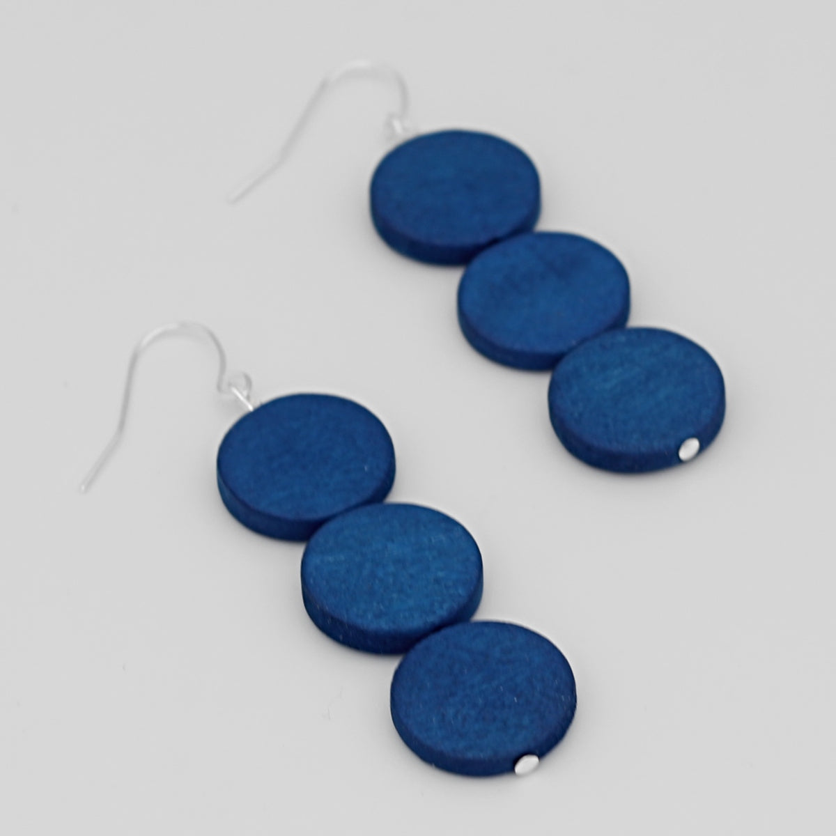 Blue Triple Bead Kira Earring