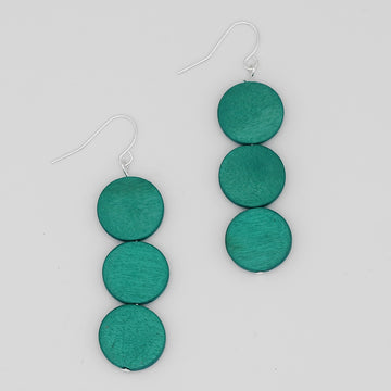 Aqua Triple Bead Kira Earring