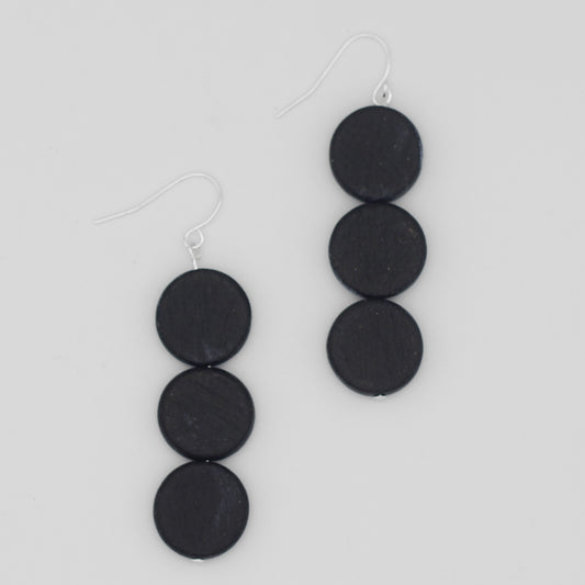 Black Triple Bead Kira Earring