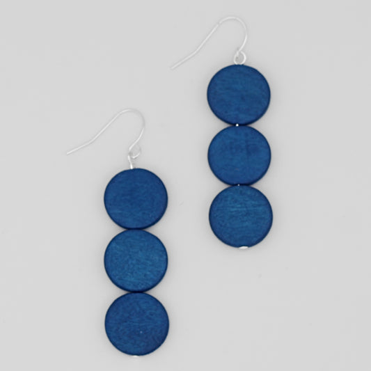 Blue Triple Bead Kira Earring