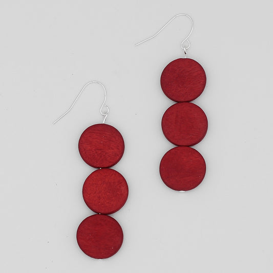 Red Triple Bead Kira Earring