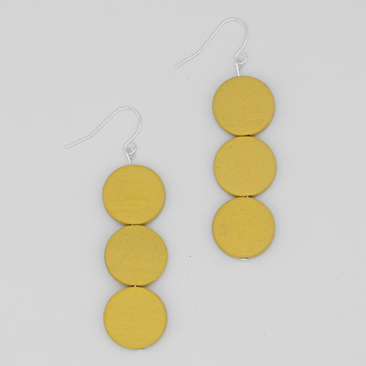 Yellow Triple Bead Kira Earring