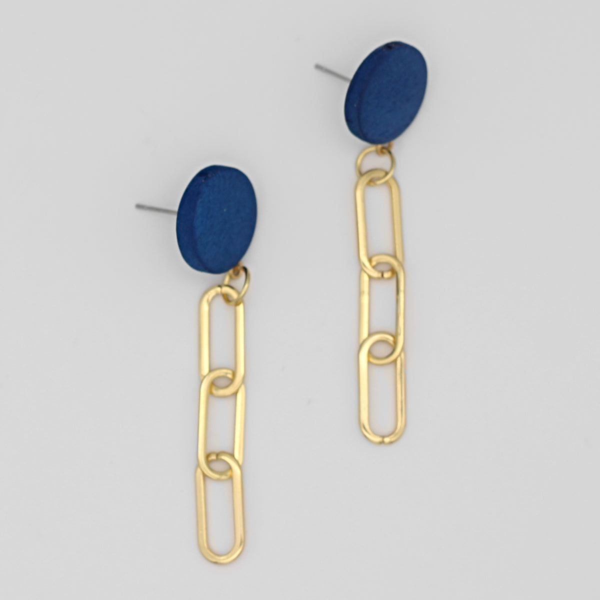Blue Gold Link Dangle Earring