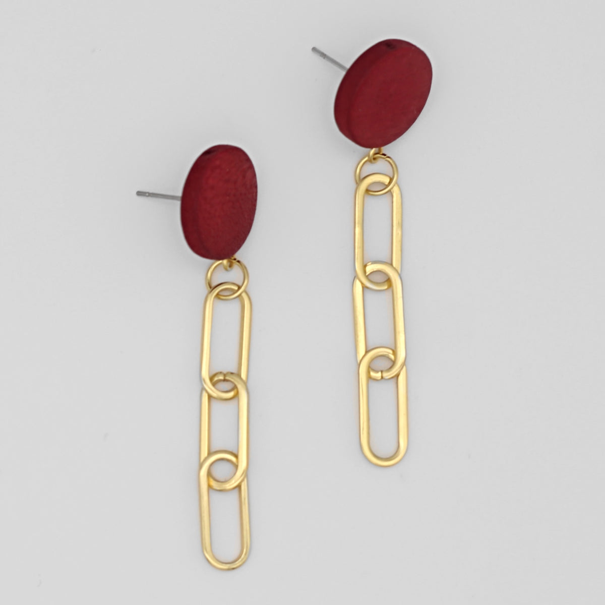 Red Gold Link Dangle Earring