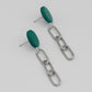 Teal Silver Link Dangle Earring