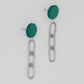 Teal Silver Link Dangle Earring