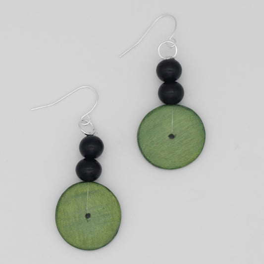 Green and Black Dangle Earring - Sylca Designs - Chunky Jewelry 