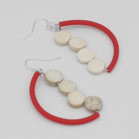 Red Half Moon Dangle Earring