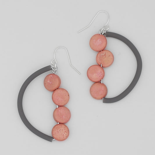 Pink Half Moon Dangle Earring