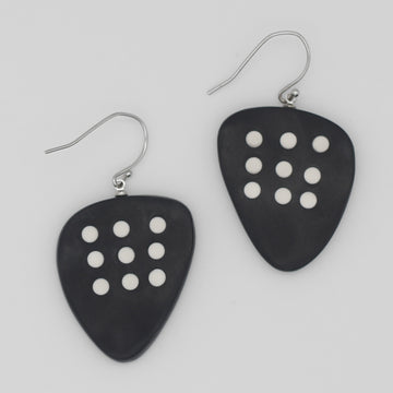 Black Dot Resin Statement Earrings