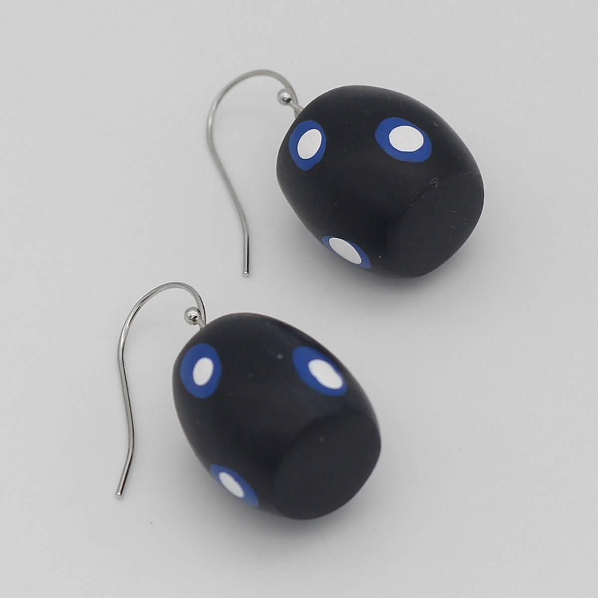 Blue and White Polka Dot Dangle Earring