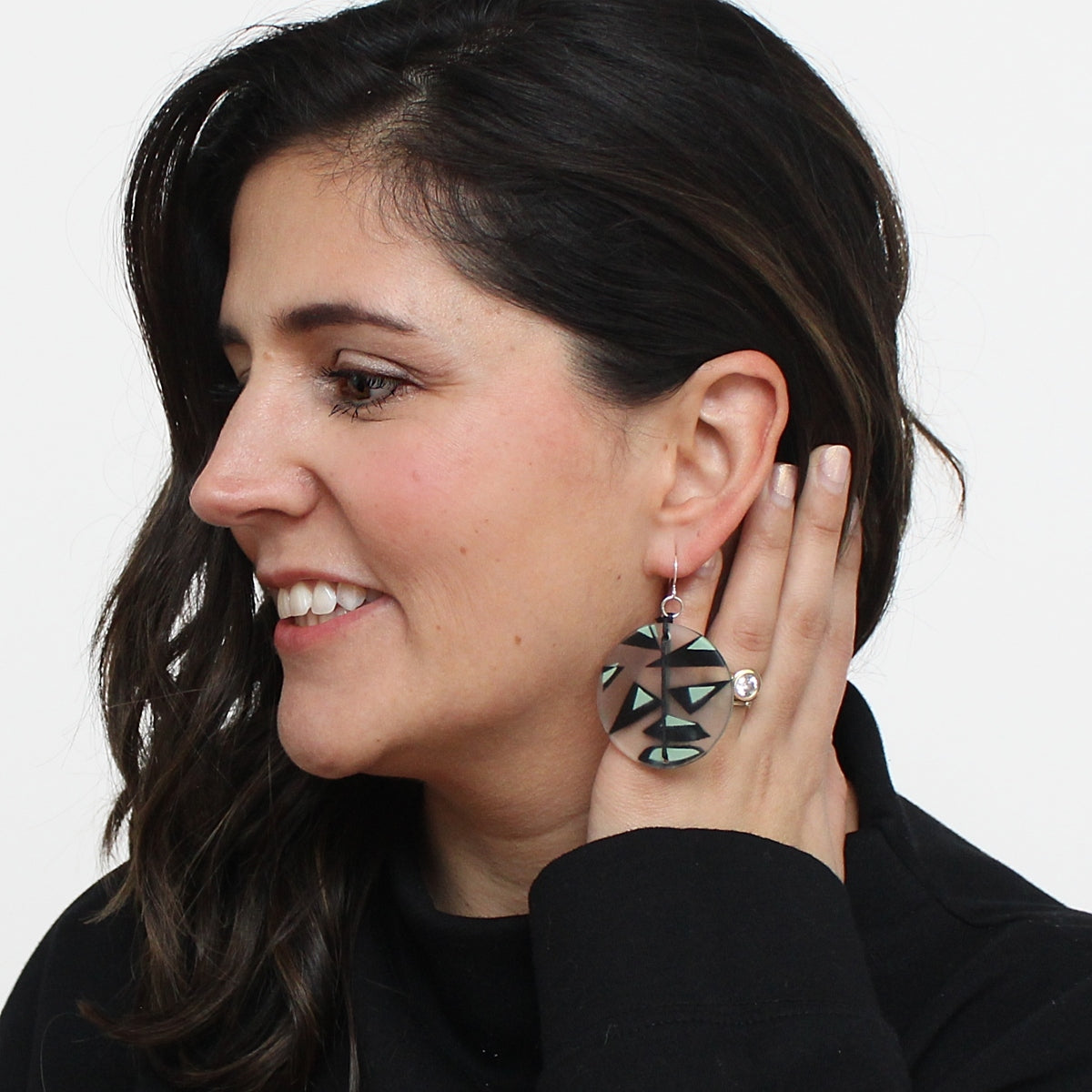 Mint Retro Resin Statement Earrings
