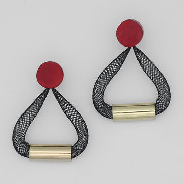 Geometric Black Mesh Statement Earring