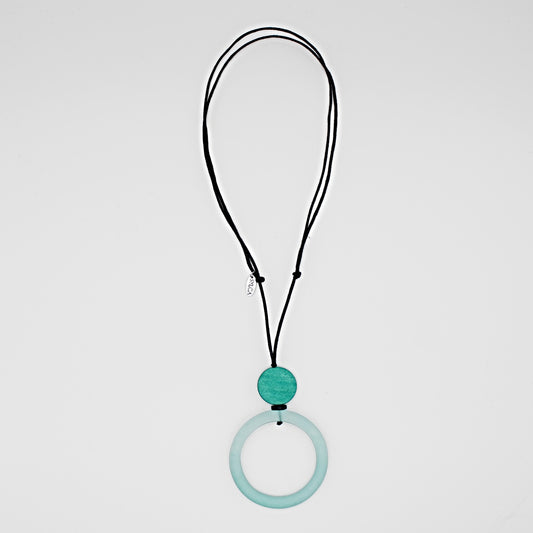 Aqua Circle Pendant Necklace
