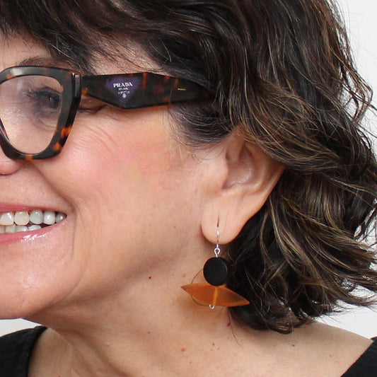 Orange Dimensional Dangle Earrings