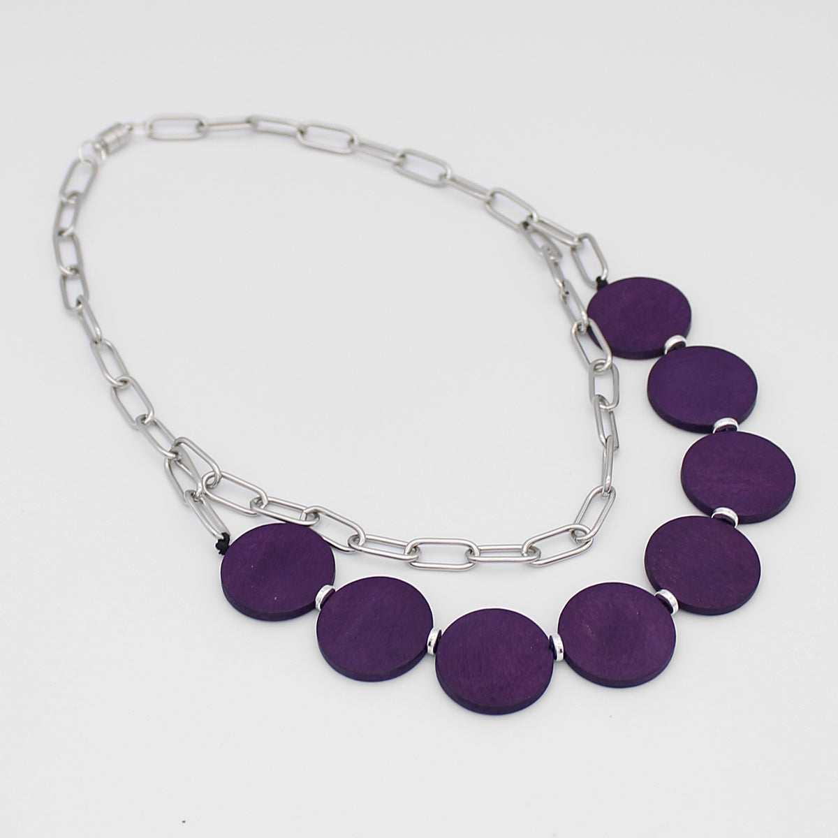 Purple Double Layer Chain Link Necklace