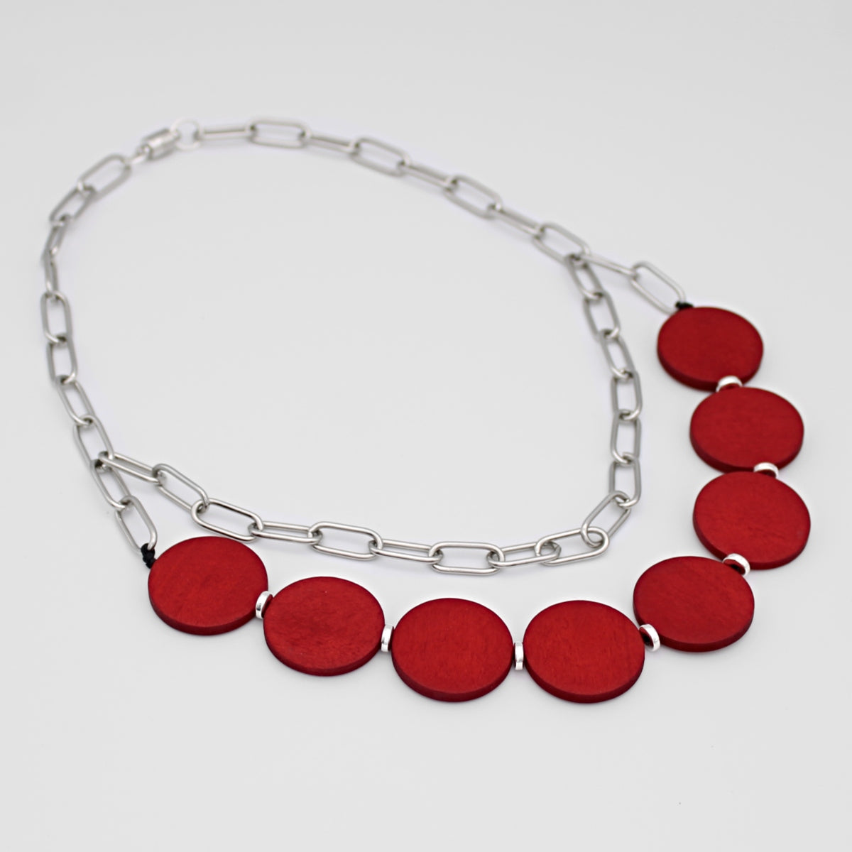 Red Double Layer Chain Link Necklace