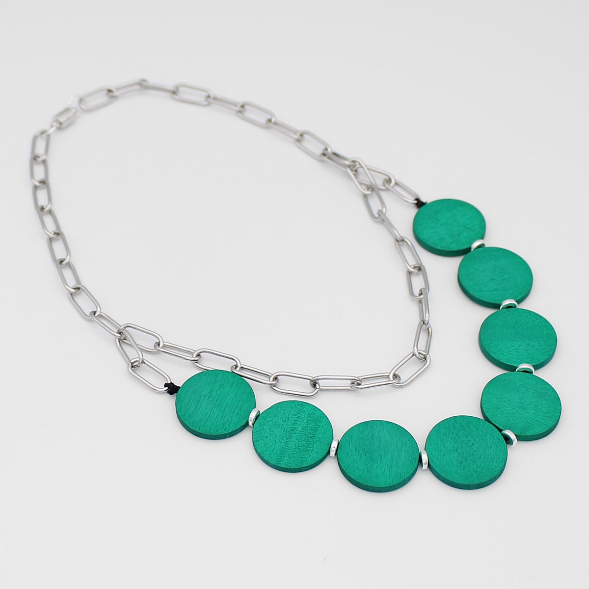 Teal Double Layer Chain Link Necklace