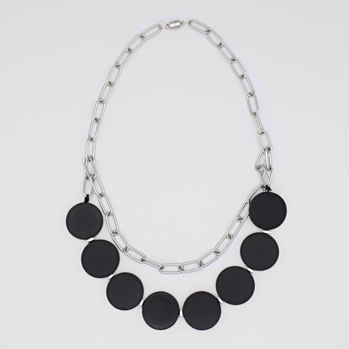 Black Double Layer Chain Link Necklace