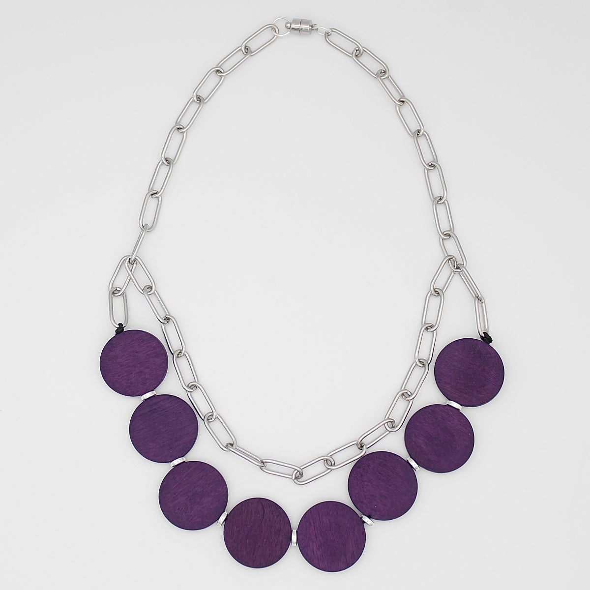 Purple Double Layer Chain Link Necklace