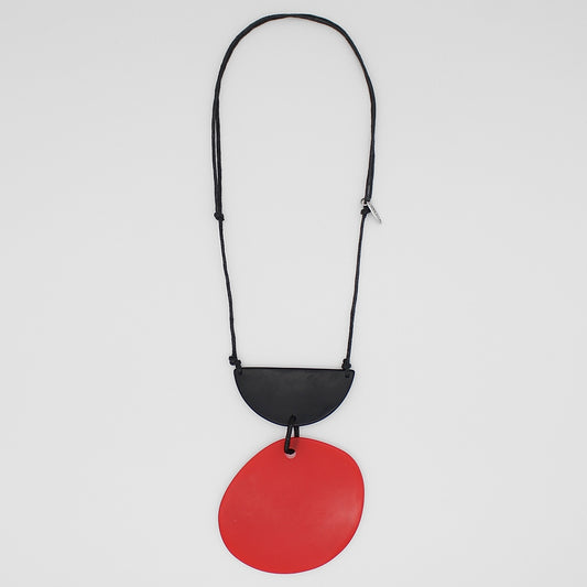Red and Black Geometric Pendant Necklace